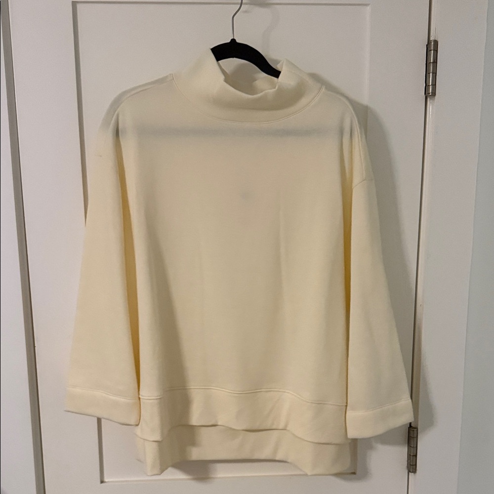 Maeve Fleece-Lined Cream Turtleneck Sweater